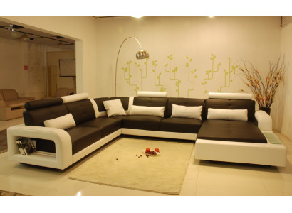 Corner sofa upholstered couch sofa living landscape seating corner suite leather textile H2209