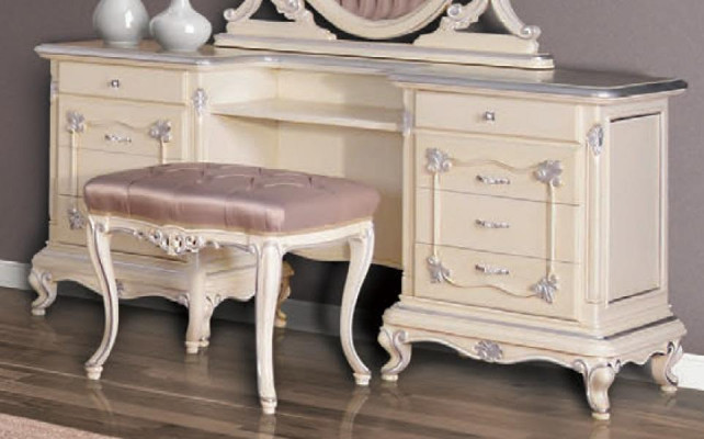 Luxury bedroom set bed nightstands stool dressing table mirror complete new
