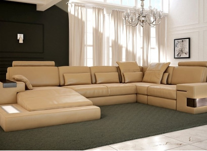 Living landscape upholstered couch set XXL big sofa Bellini design leather sofa new