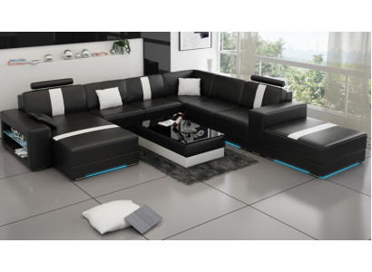 Leather sofa U-shaped couch living landscape corner sofa set design modern sofa K5010