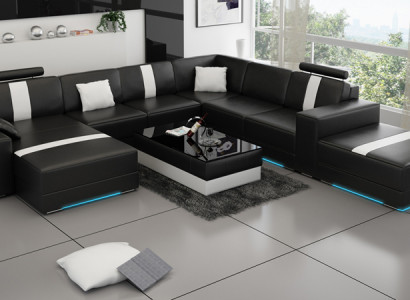 Leather sofa U-shaped couch living landscape corner sofa set design modern sofa K5010