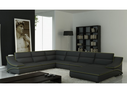 Corner sofa with USB leather sofa living landscape couch seating corner set U-shape EltmannG