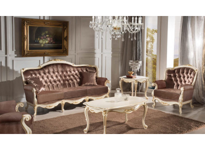 Classic living room furniture couch sofa armchair coffee table side table 4-piece set