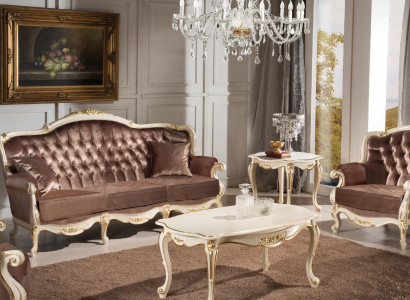 Classic living room furniture couch sofa armchair coffee table side table 4-piece set