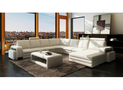 XXL leather sofa with USB leather couch living area corner sofa new set sofa FRANCO