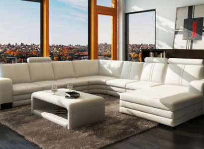XXL leather sofa with USB leather couch living area corner sofa new set sofa FRANCO