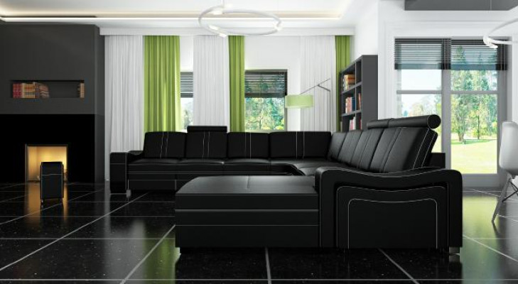 XXL leather sofa with USB leather couch living area corner sofa new set leather sofa