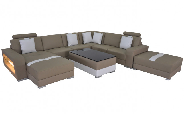 U-shaped sectional sofa, couch seating cushion, corner leather, modern designer couches + USB