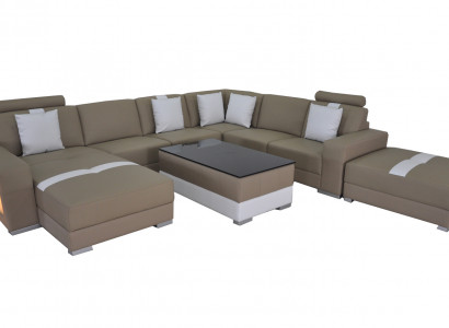 U-shaped sectional sofa, couch seating cushion, corner leather, modern designer couches + USB