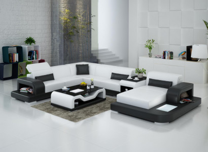 Sectional Sofa + USB Upholstered Living Area Upholstered Corner Design Sofa Leather Sofa New