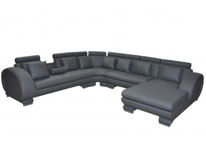 Eck Leather Sofa +USB Couch Upholstery Seat Living Landscape Design XXL U Shape Suite