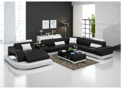 Leather sofa Couch Living Area Corner Sofa Corner Suite Design Modern Sofa +USB Red