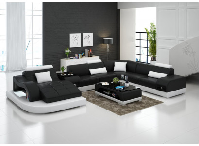 Leather sofa Couch Living Area Corner Sofa Corner Suite Design Modern Sofa +USB Red