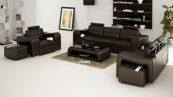 3+2+1 Suite Leather Sofa Couch Upholstery Couches Sofas Luxury New Living Landscape