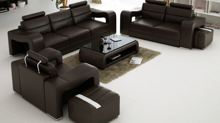 3+2+1 Suite Leather Sofa Couch Upholstery Couches Sofas Luxury New Living Landscape