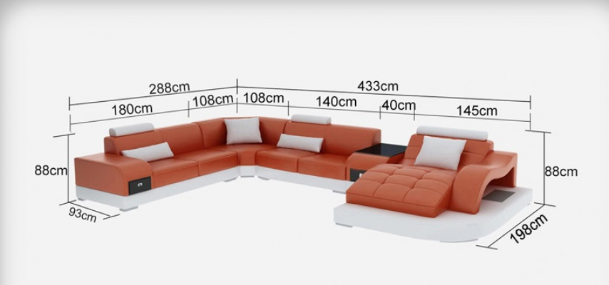 Leather Corner Sofa Corner Living Landscape Suite Design Modern Couch Sofas U-Shaped G8009
