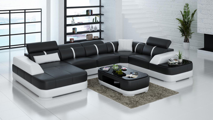 Leather sofa upholstery seat corner sofa set living room landscape living room couch with USB
