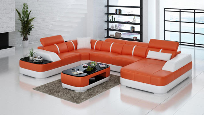 Leather sofa upholstery seat corner sofa set living room landscape living room couch with USB