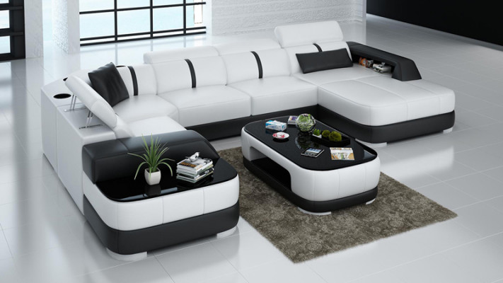 Leather sofa upholstery seat corner sofa set living room landscape living room couch with USB