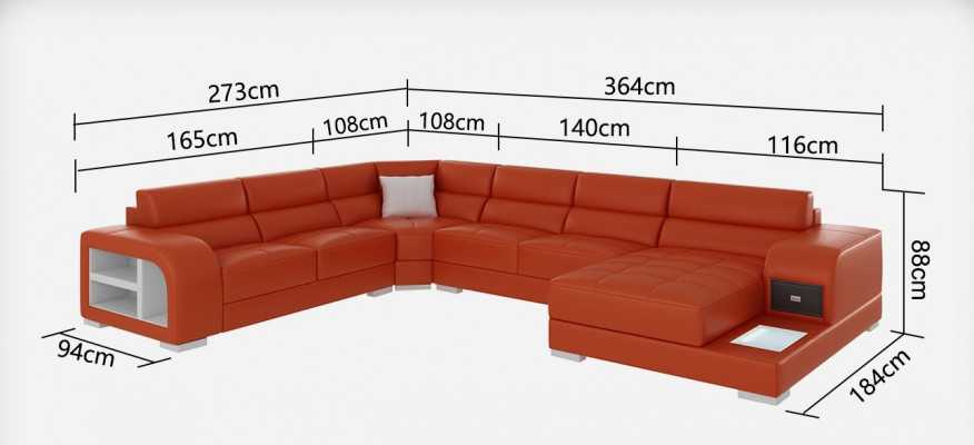 Modern leather sofa couch design living landscape corner sofa corner suite sofa light USB