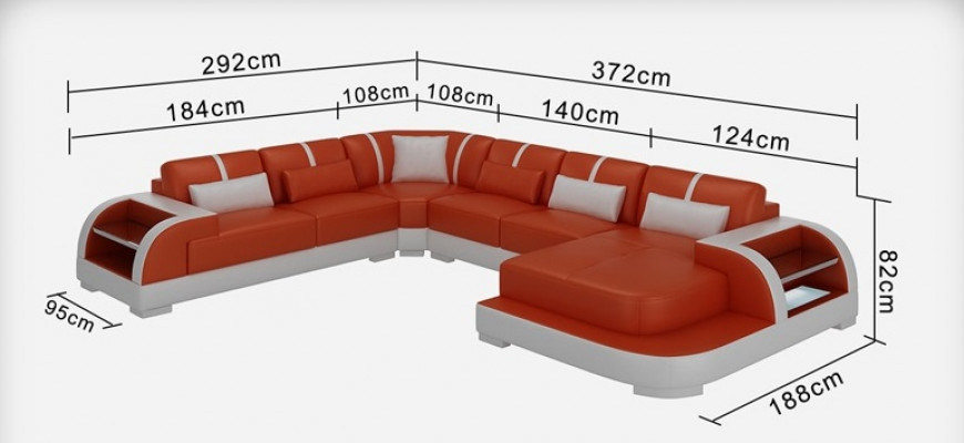 Modern leather sofa, couch living landscape, design corner sofa, corner suite, sofa light, USB
