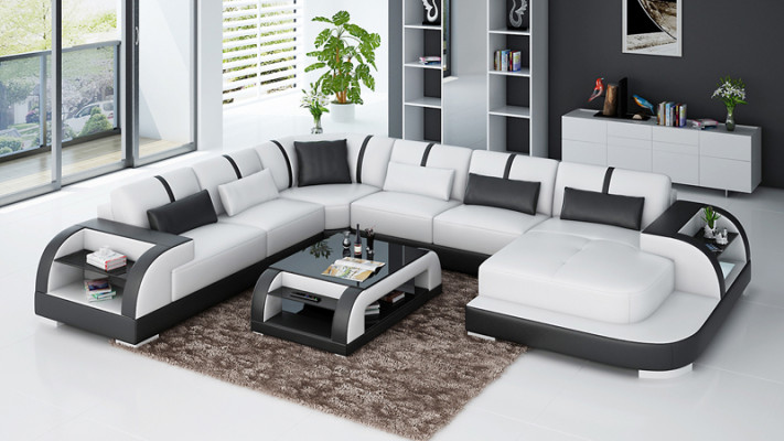 Modern leather sofa, couch living landscape, design corner sofa, corner suite, sofa light, USB
