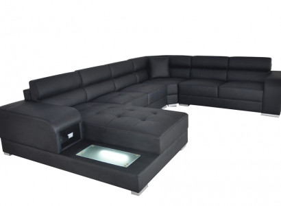 Leather sofa couch living landscape design suite modern corner sofa U-shape with USB