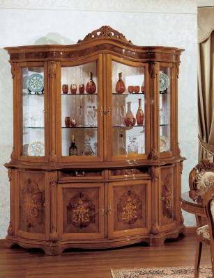 XXL Display Cabinet Solid Wood Vitrine Sideboard Italian Furniture Cabinets