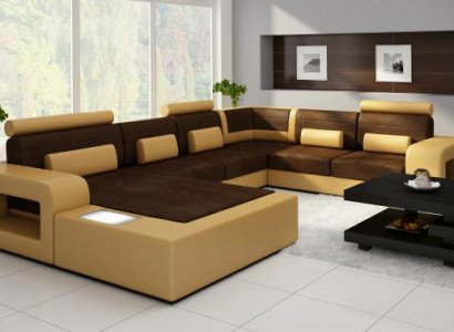 Living area sofa with USB sofa set fabric textile leather sofa with lighting