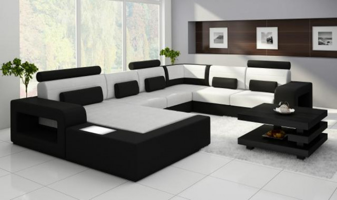 Living area sofa with USB sofa set fabric textile leather sofa with lighting