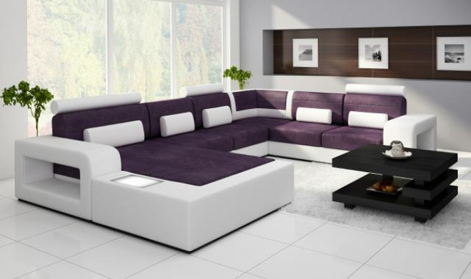Sofa with USB fabric textile leather sofa with lighting living landscape custom-made.