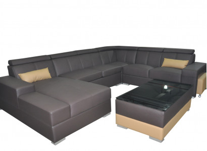 Corner Leather Modern XXL Couch Living Landscape Leather Sofa U-Shape C4010 Table New