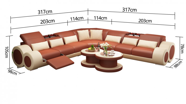 Leather sofa couch living landscape corner sofa corner set design modern sofa G8035C