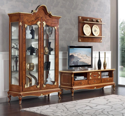 Italian living room wall unit RTV TV sideboard cabinet display cabinet wall shelf 3-piece set