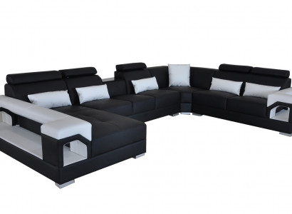 Complete set cushion leather sofa living landscape corner sofa suite modern sofa USB