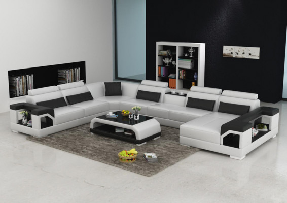 Complete set cushion leather sofa living landscape corner sofa suite modern sofa USB
