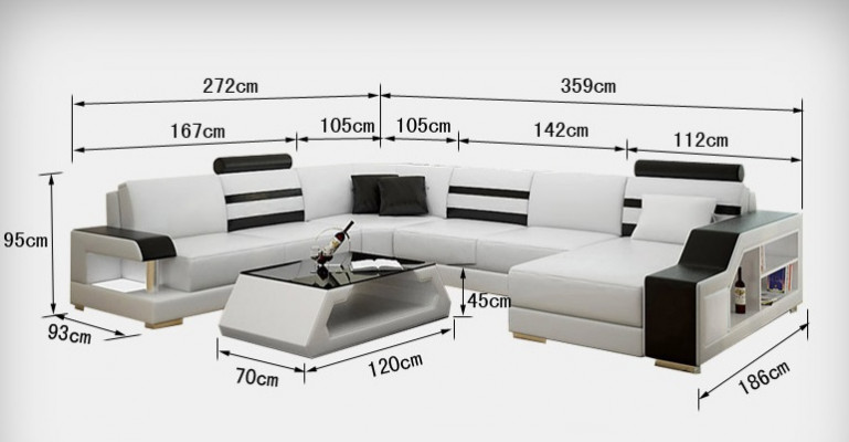 Design sofa corner sofa living landscape with shelf upholstery seating set leather sofa USB