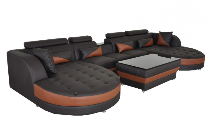 Modern leather sofa sectional couch upholstered living room corner sofa U-shape living landscape USB