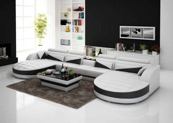 Modern leather sofa sectional couch upholstered living room corner sofa U-shape living landscape USB