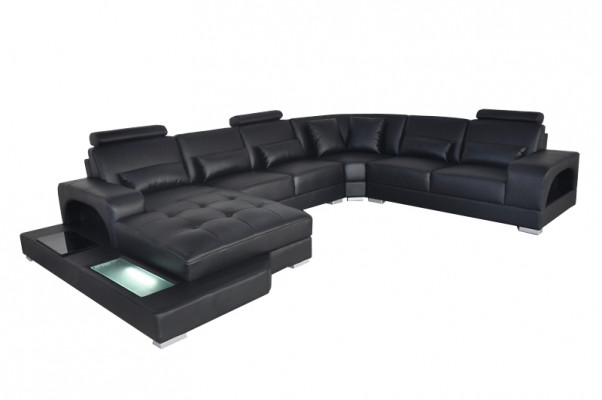 Design leather upholstered corner room sofa, corner sofas with USB designer living LED