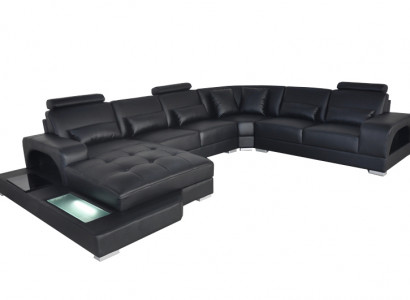 Design leather upholstered corner room sofa, corner sofas with USB designer living LED
