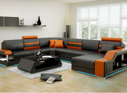 Leather sofa couch living landscape corner sofa corner set design modern new sofa L6016