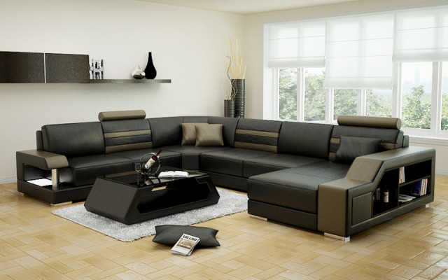 Leather sofa couch living landscape corner sofa corner set design modern new sofa L6016