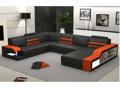Designer sofa corner sofa couch leather sofa upholstered seat corner set with light PHX1