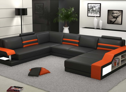 Designer sofa corner sofa couch leather sofa upholstered seat corner set with light PHX1