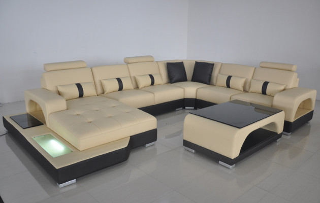 U-shaped sectional sofa textile black U-shaped living area modern luxury couches