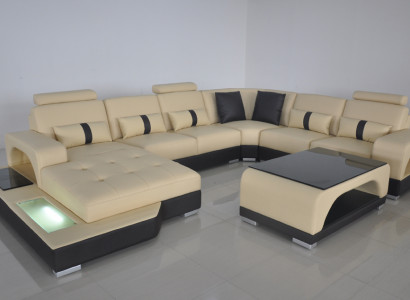U-shaped sectional sofa textile black U-shaped living area modern luxury couches