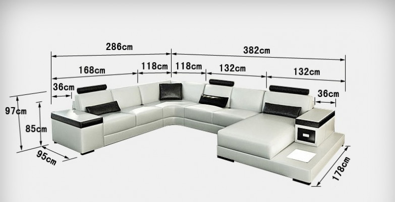 Leather sofa couch living landscape corner sofa suite design modern new sofa light USB