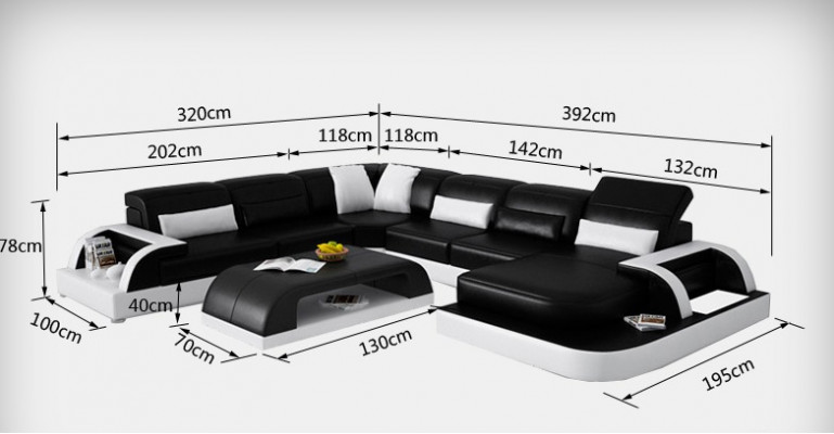 Sofa Corner Sofa Design Living Landscape Black Upholstery Seating Set Leather Sofa USB