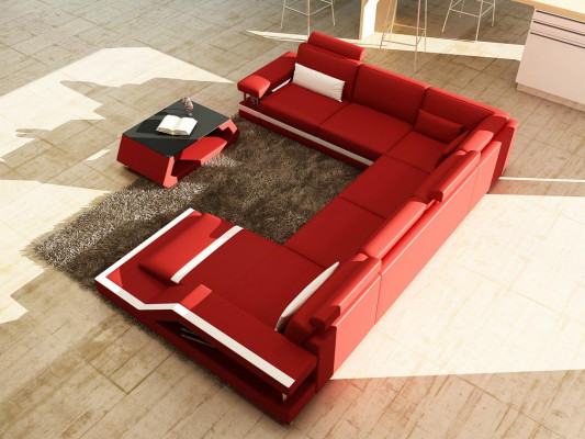 Living Landscape Big Modern Leather Sofa + Patented USB NEW Designer Corner Sofa